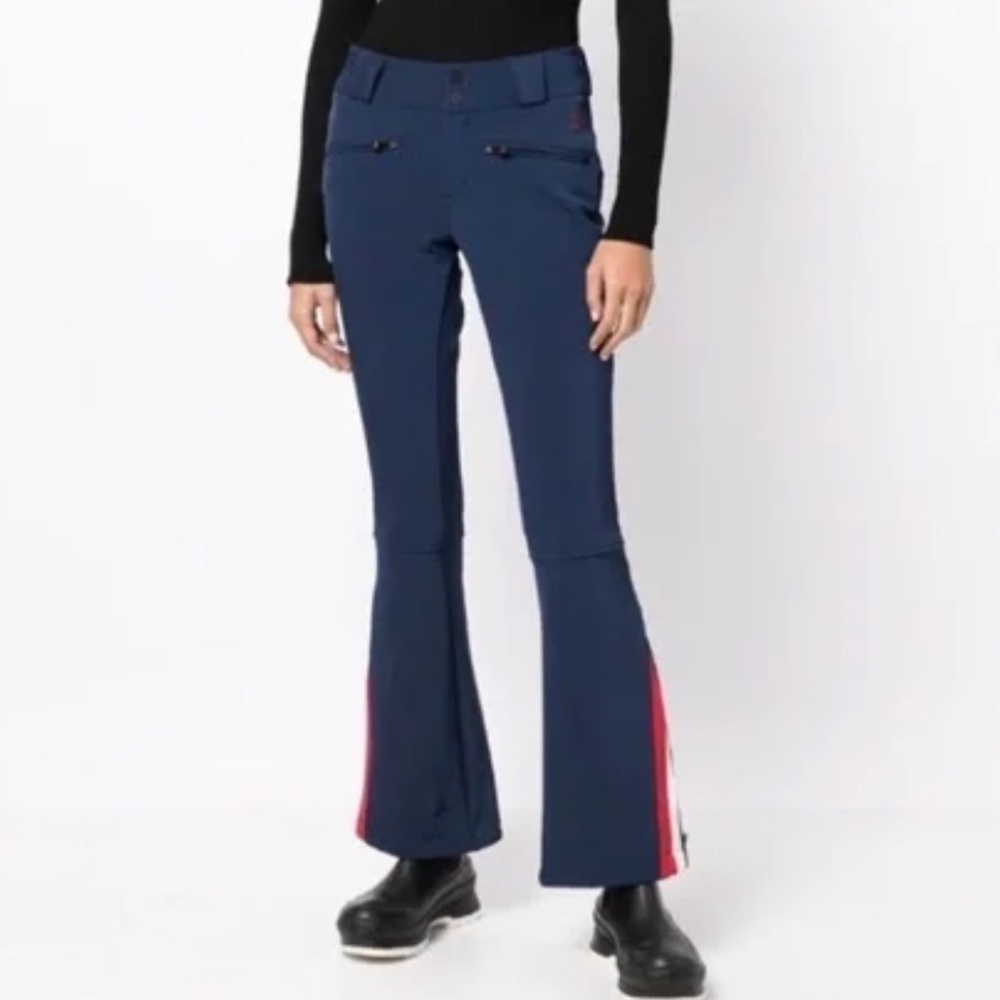 Perfect Moment Navy Chevron Flare Pants with Red and White Accent